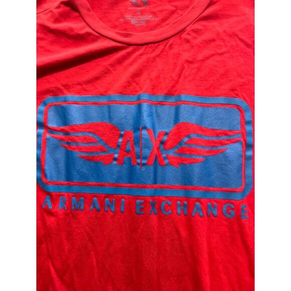 Armani Exchange Red Blue Print Short Sleeve T-Shirt Size Medium - Picture 3 of 5
